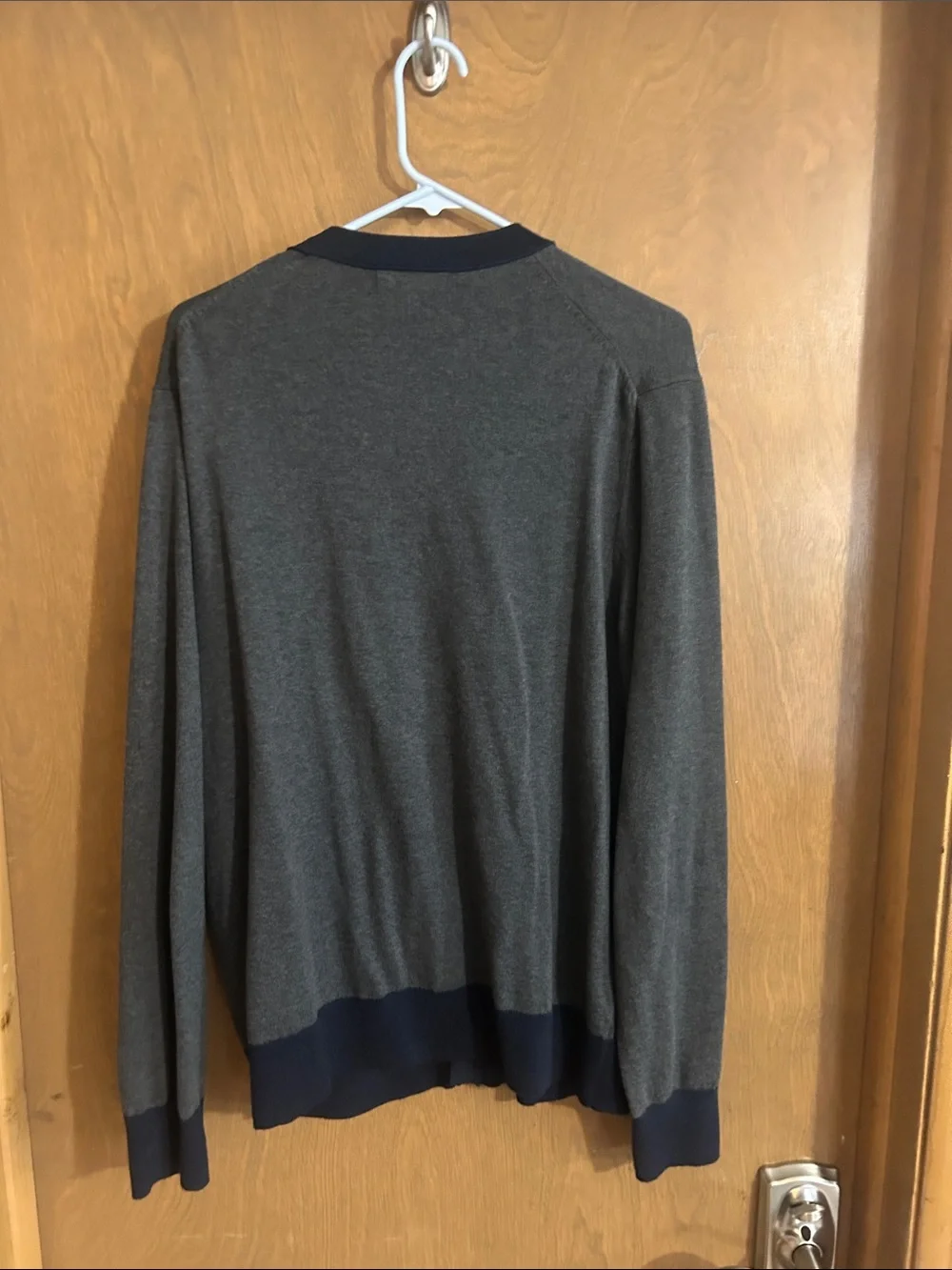 Banana Republic Men's Charcoal Cardigan with Navy Trim